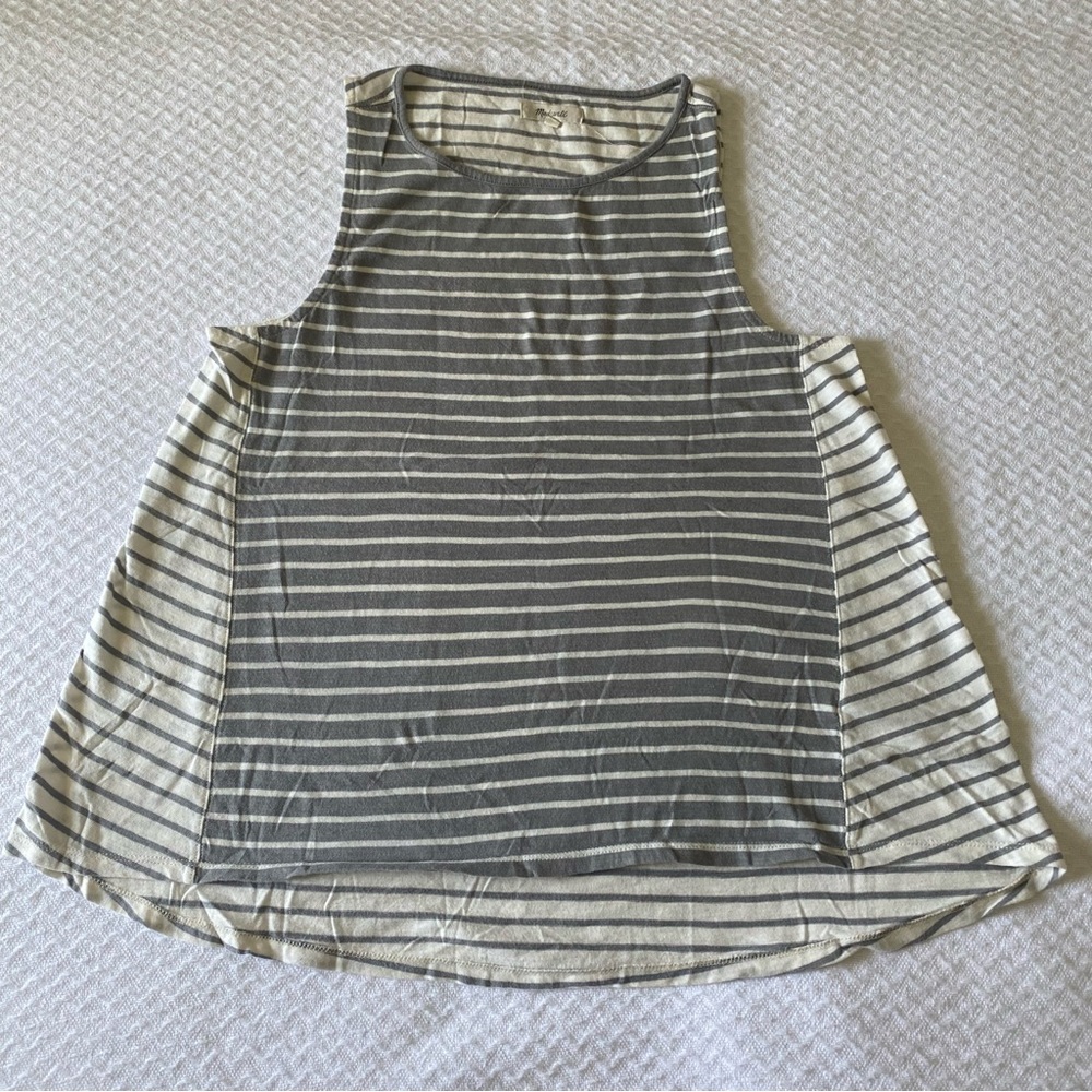 Gray and Off White Striped Madewell Colorblock Tank